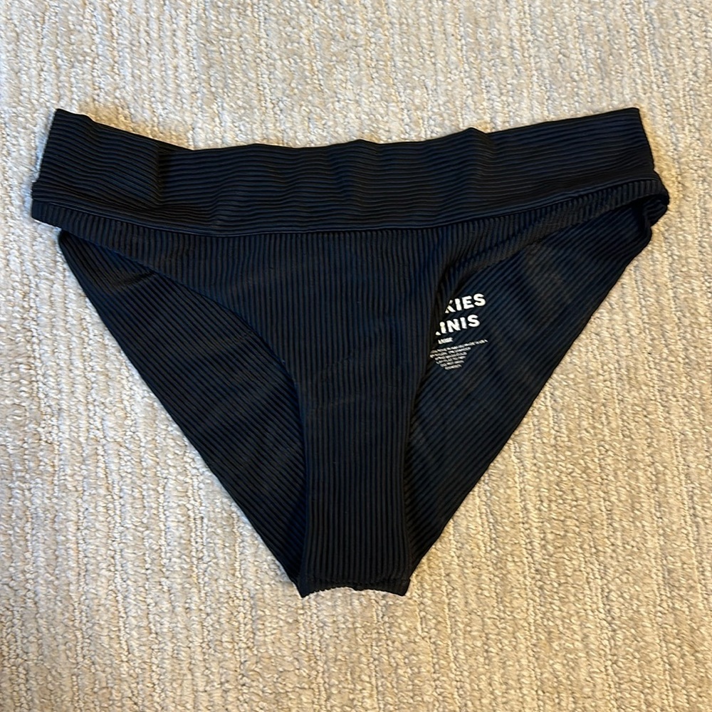 Frankie's Bikinis Black Ribbed Bikini Bottom